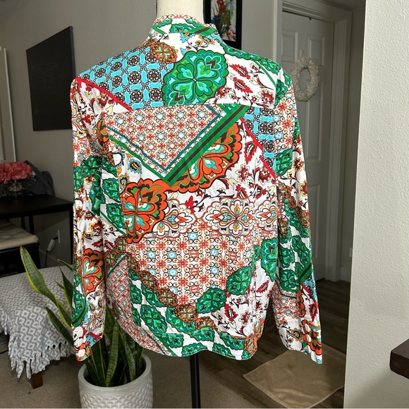 DRAPER’S & DAMON’S Petites Colorful Floral Patchwork Mandarin Collar Jacket PXL - Picture 3 of 12